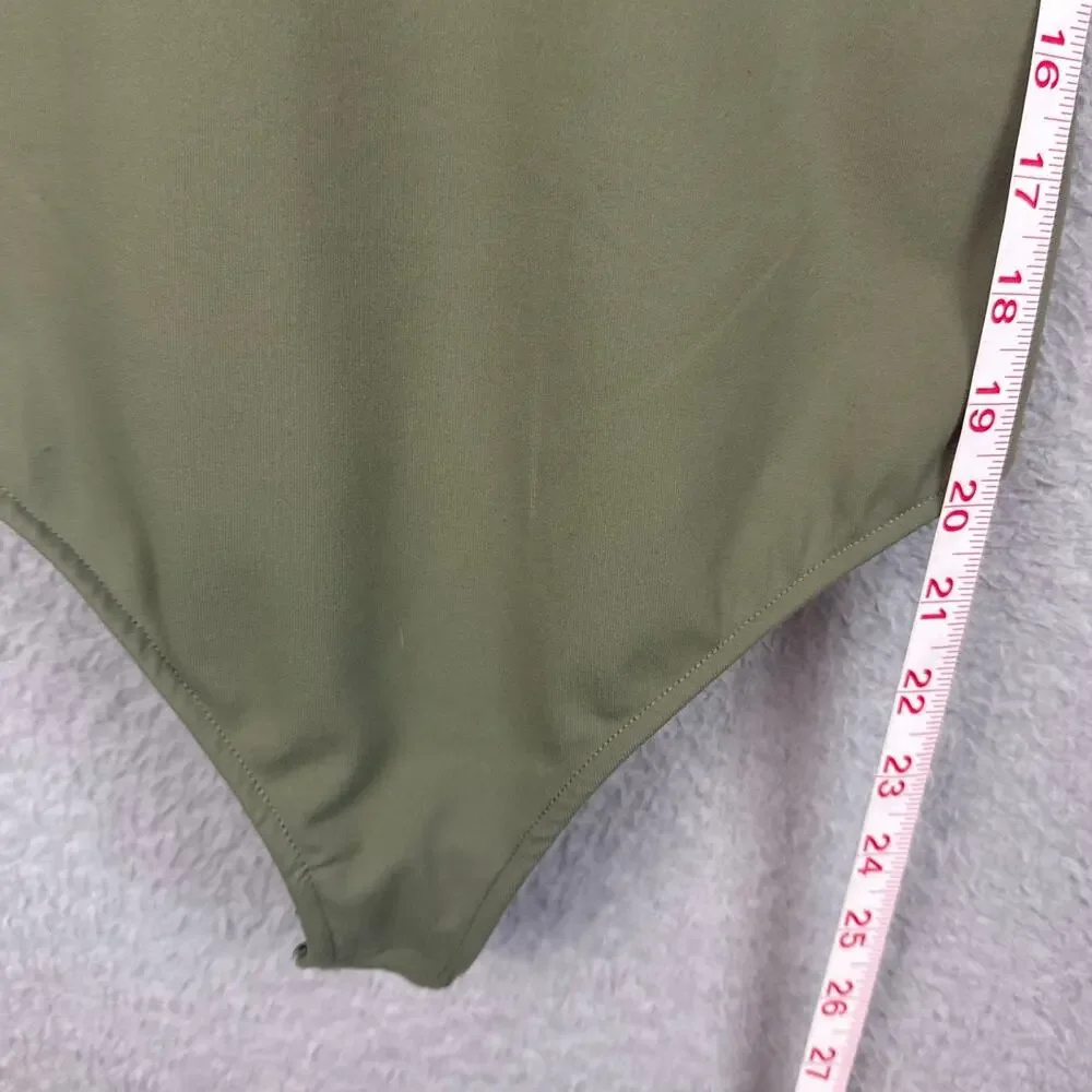 Free People Bodysuit Keep It Sleek Deep V Front And Back Sage Green Versatile
